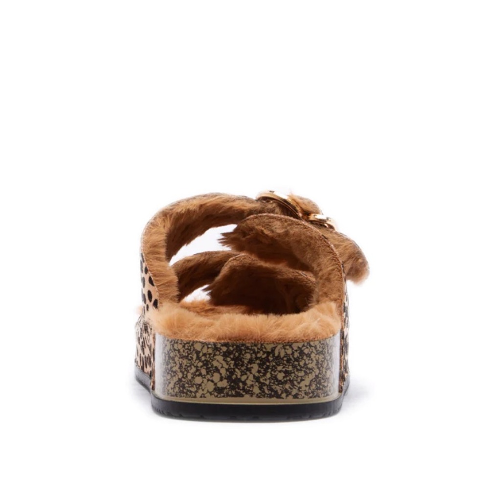 Qupid Women's Double Band Buckle Animal Print Sandals - Picture 3 of 4